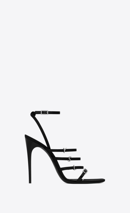 JERRY SANDALS IN CREPE SATIN AND RHINESTONES